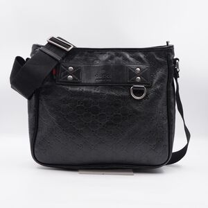 Gucci Black Leather Messenger Bag Unisex